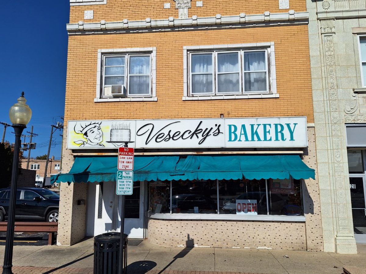 The facade of Veseckys Bakery, located on 6634 Cermak Road in Berwyn.